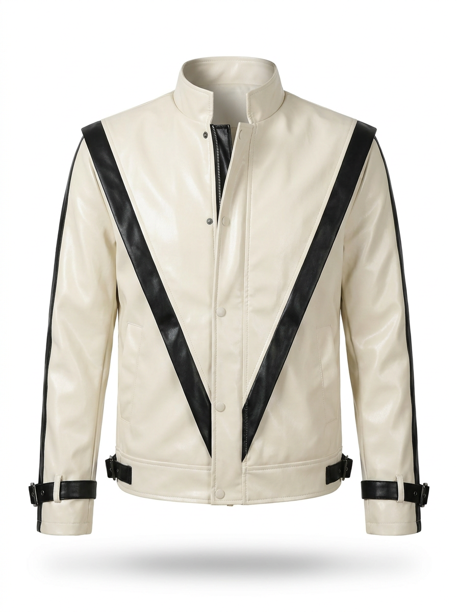 White 80s chevron stripe costume jacket