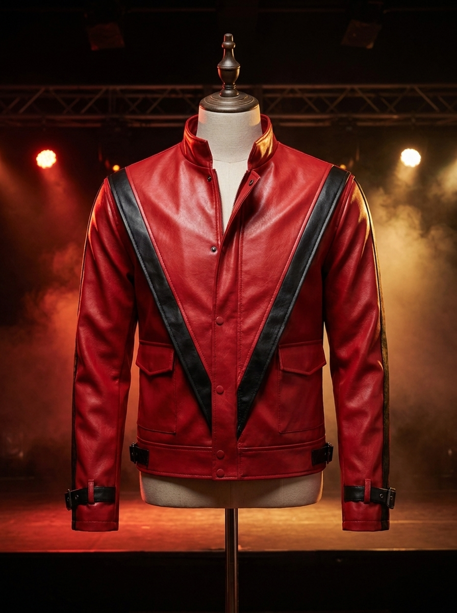 Red chevron stripe costume jacket worn on a stage