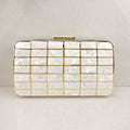 Acrylic evening clutch purse in white with lock closure