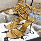Open toe ankle strap sandal, side view