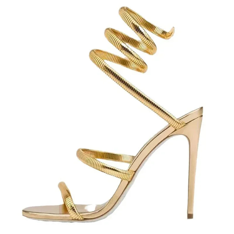 Open toe ankle strap sandal, worn on foot