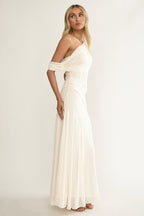 Full length view of the draped maxi dress