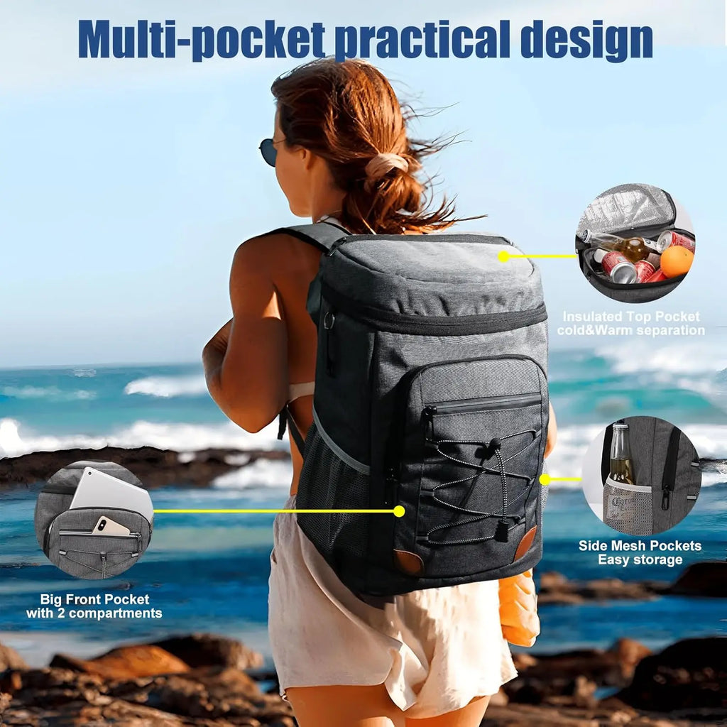 Backpack cooler bag side view with straps