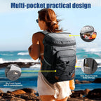 Backpack cooler bag side view with straps