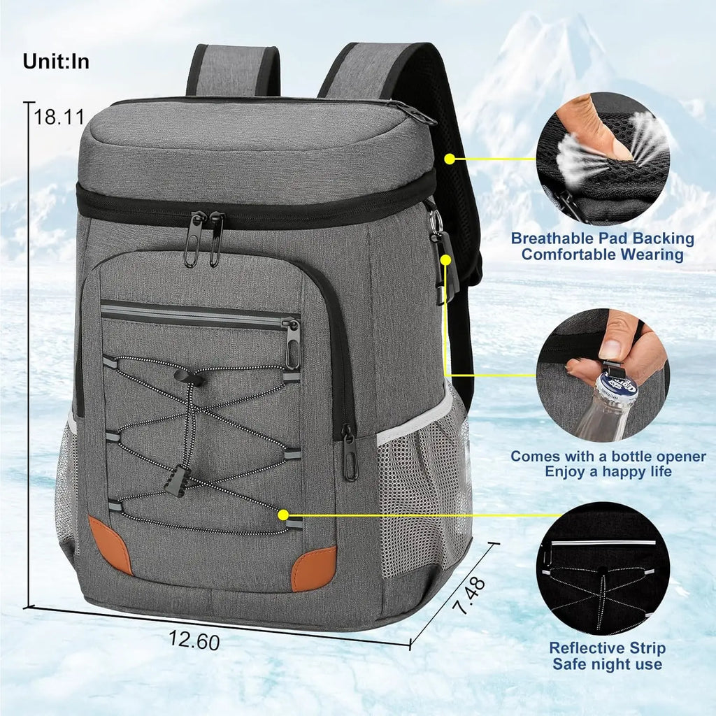 Backpack cooler bag worn on the back