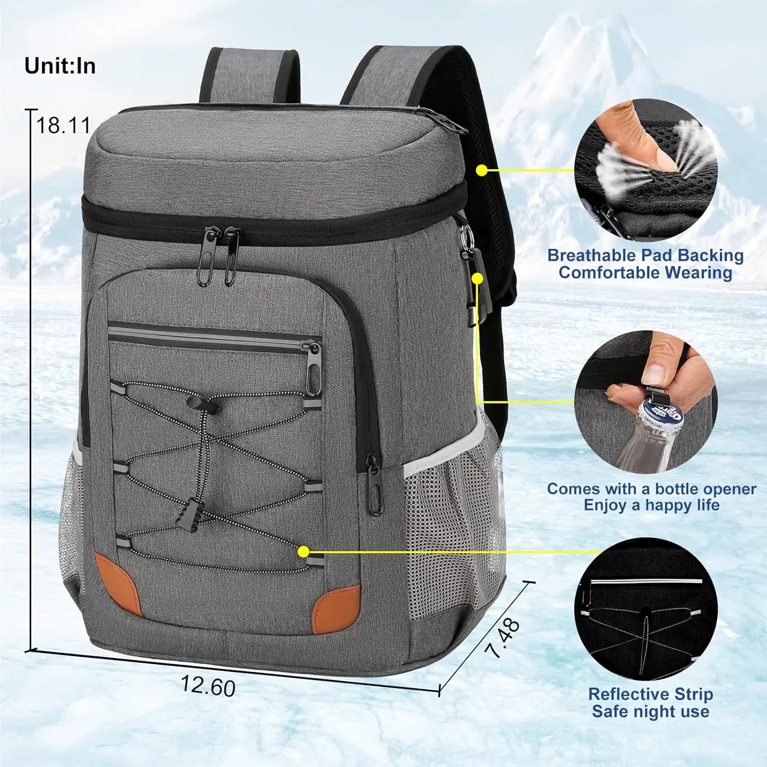 Backpack cooler bag worn on the back