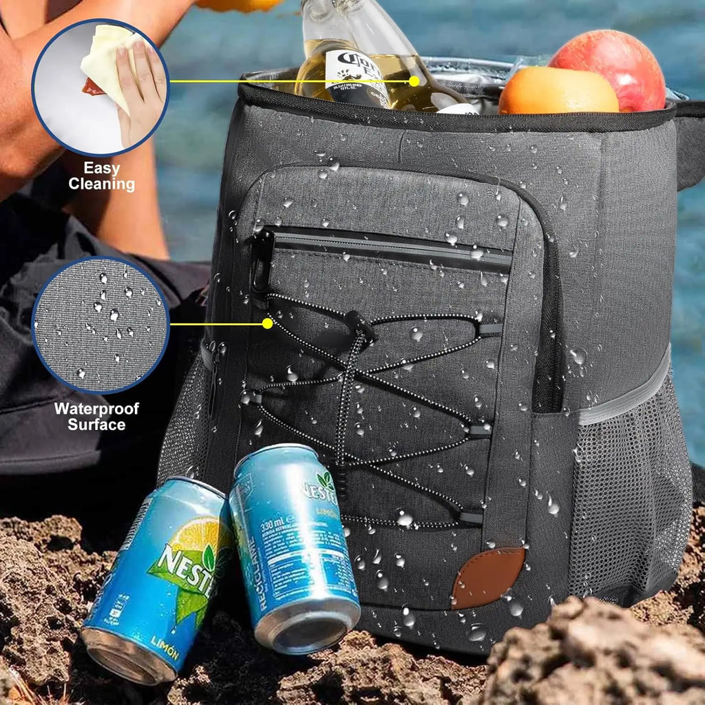 Backpack cooler bag in use outdoors