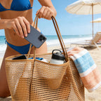 Beach tote bag in polyester, front view
