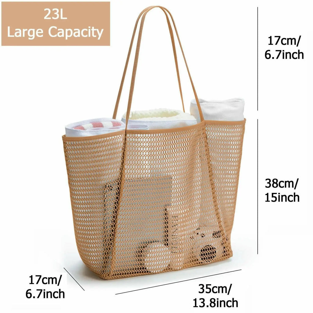 Beach tote bag open-top interior