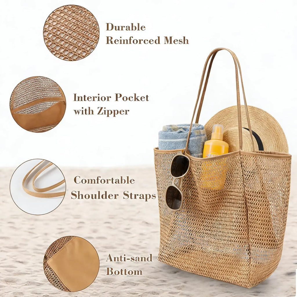 Beach tote bag side view