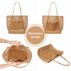 Beach tote bag packed with essentials
