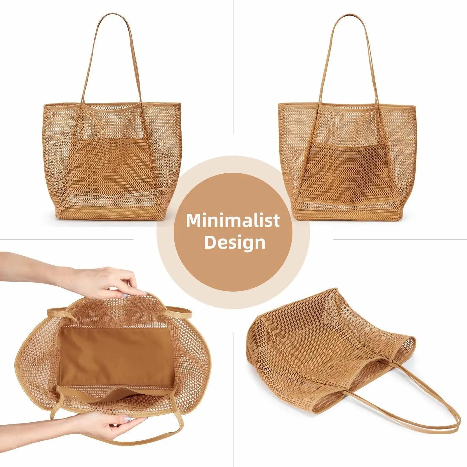 Beach tote bag packed with essentials