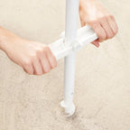 Beach umbrella canopy fabric shown close up