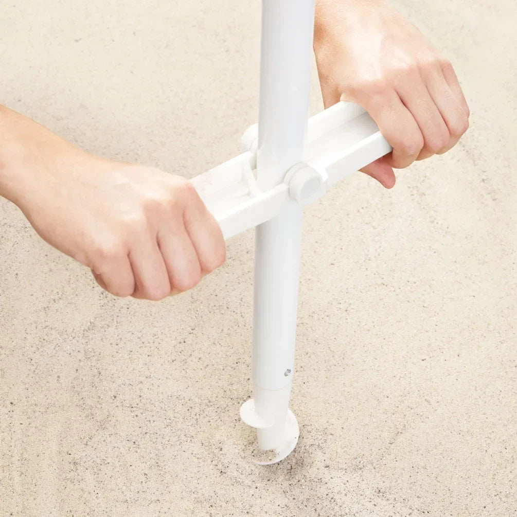 Beach umbrella canopy fabric shown close up