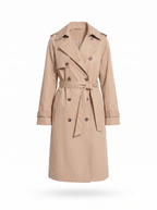 Beige trench coat product shot on white background