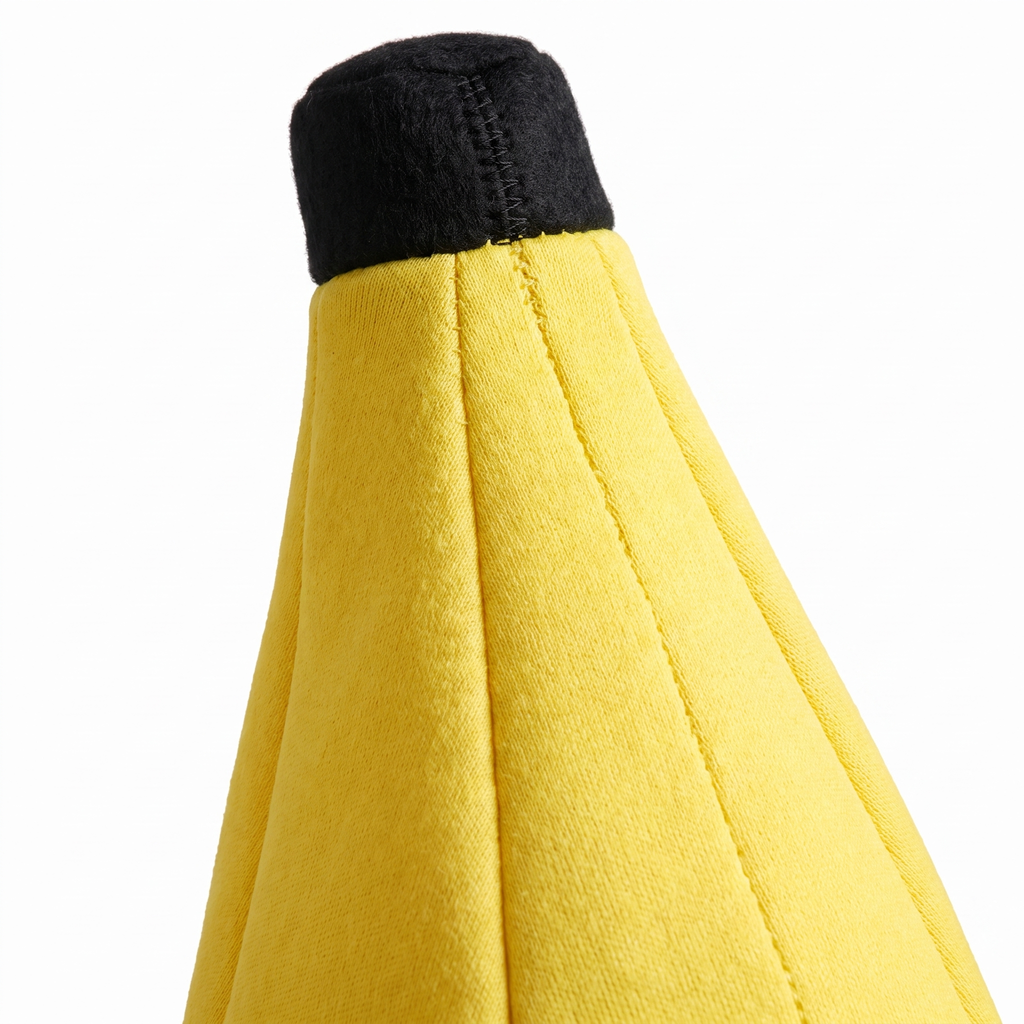 Close-up of the banana costume fabric and stem detail