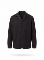 Black canvas chore jacket product shot on white background