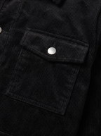 Close up of flap pocket and corduroy wale texture