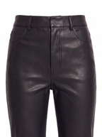 Close up of faux leather pants waistband and matte grain