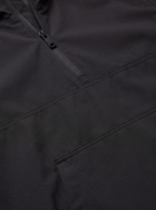 Close up of anorak half zip collar and kangaroo pocket