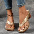 Block heel sandals with a cushioned footbed in Gold
