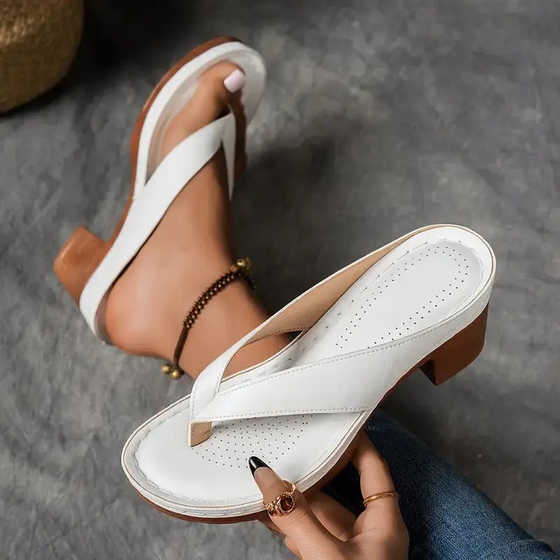 Block heel sandals with a cushioned footbed in White
