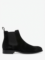 Suede Chelsea boot, side profile on white background