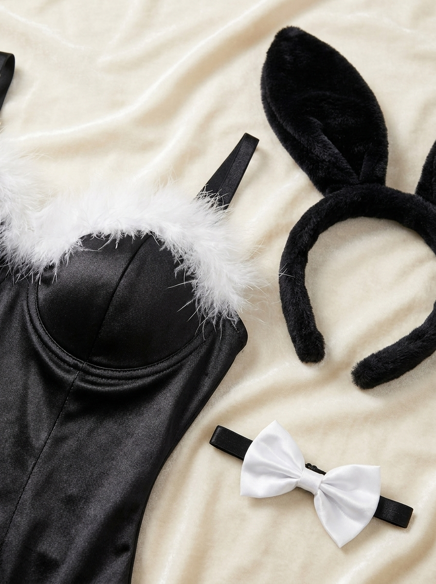 Close up of the bunny bodysuit and ears