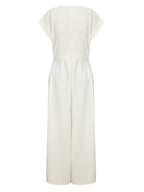 Full length view of the cap sleeve jumpsuit