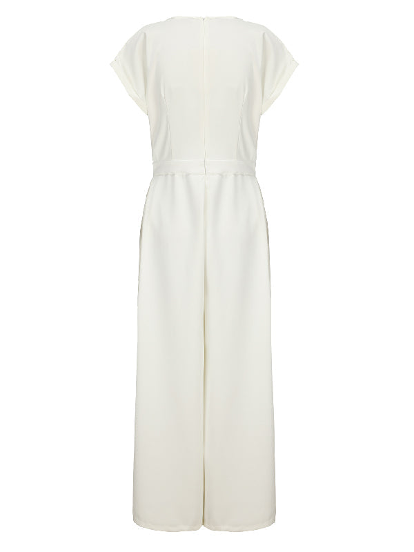 Full length view of the cap sleeve jumpsuit