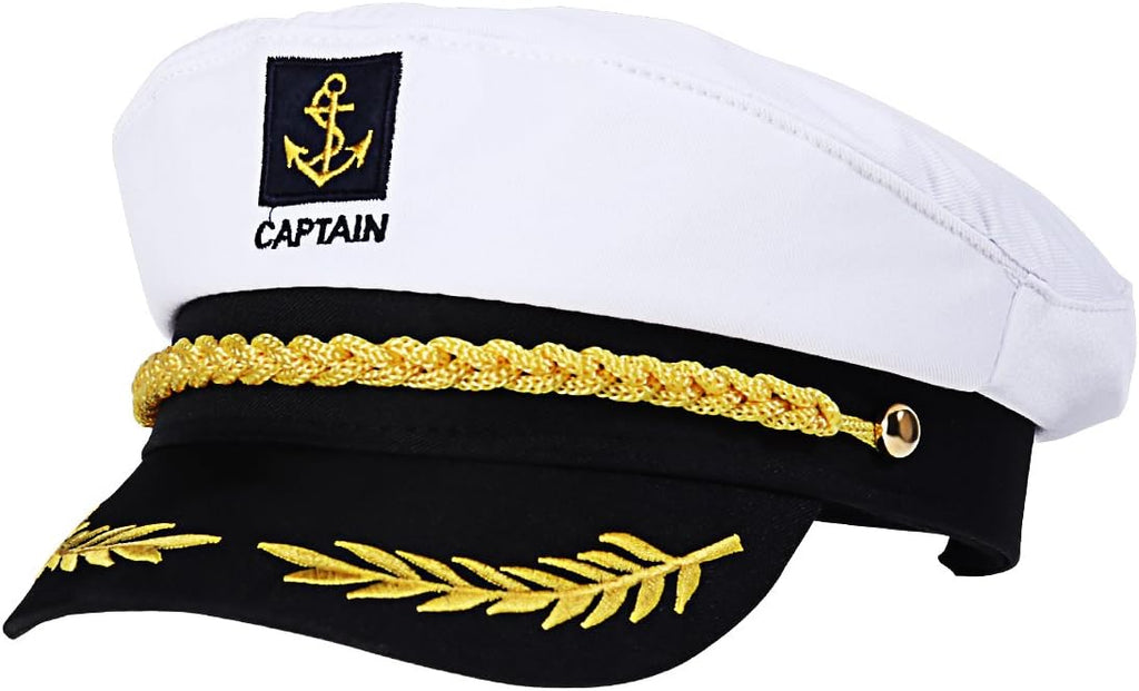 Captain sailor hat with gold-tone braid and emblem