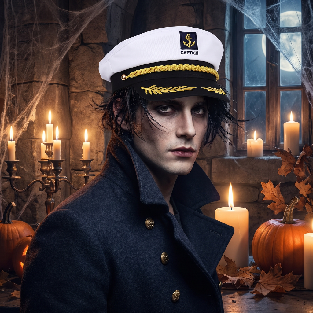 Yacht captain admiral costume hat with structured crown and firm brim