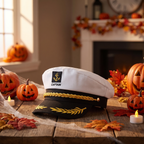 Nautical captain sailor hat costume accessory with gold braid