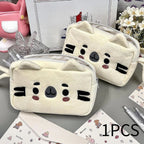 Close up of plush texture on cat pencil case