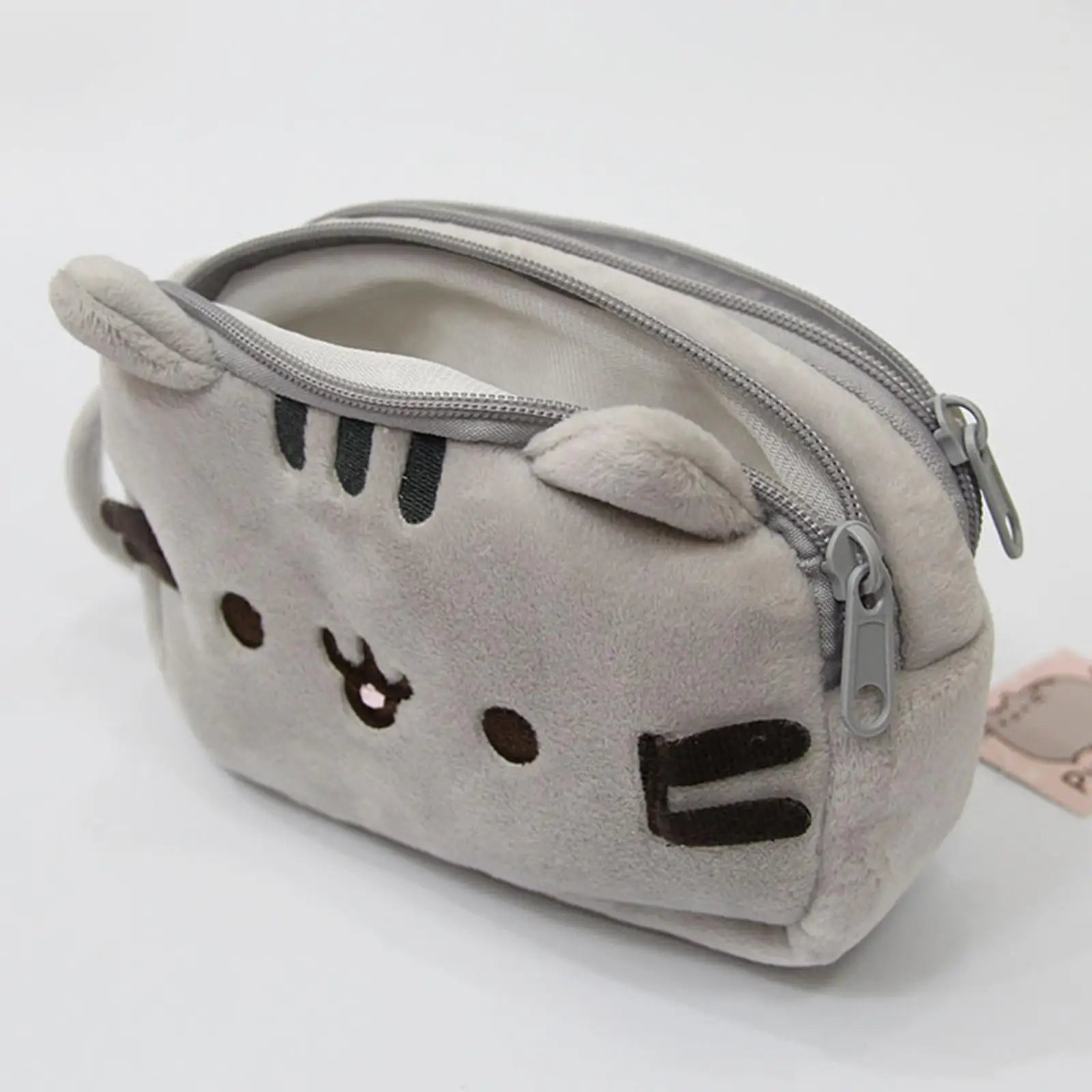 Side view of cat plush pencil case
