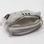 Cat plush pencil case zipper detail