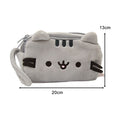 Grey cat plush pencil case product shot