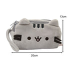 Grey cat plush pencil case product shot