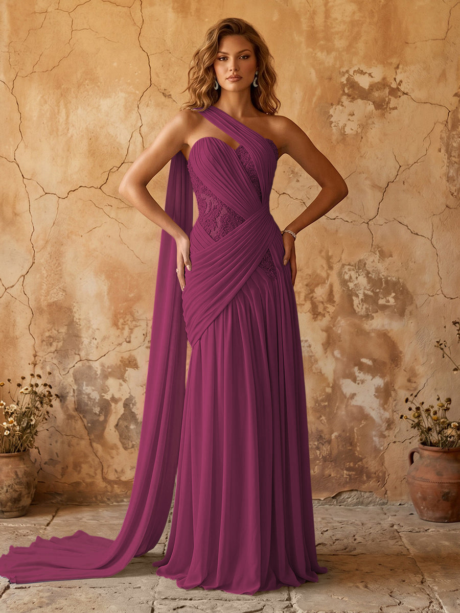 Chiffon A-line prom dress in orchid
