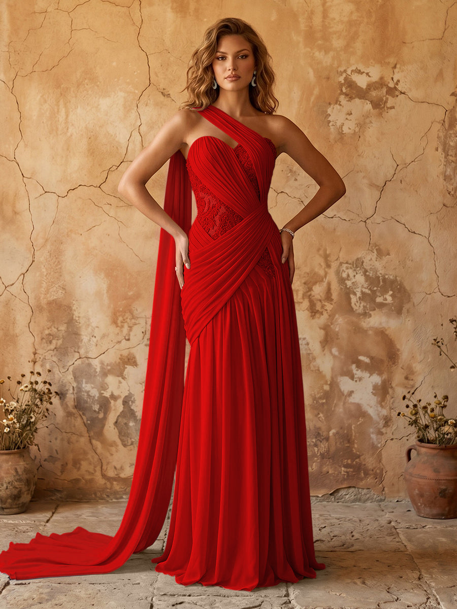 Chiffon A-line prom dress in red