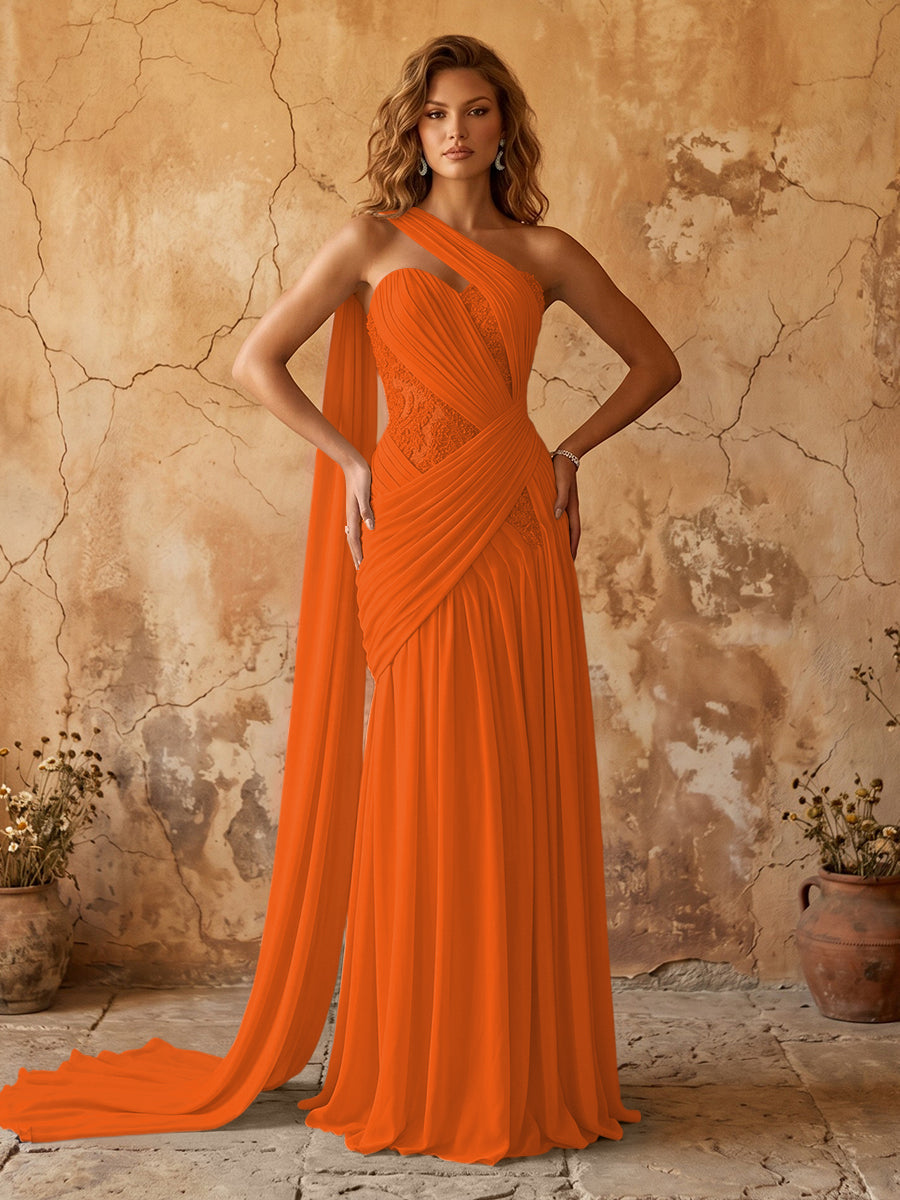 Chiffon A-line prom dress in orange