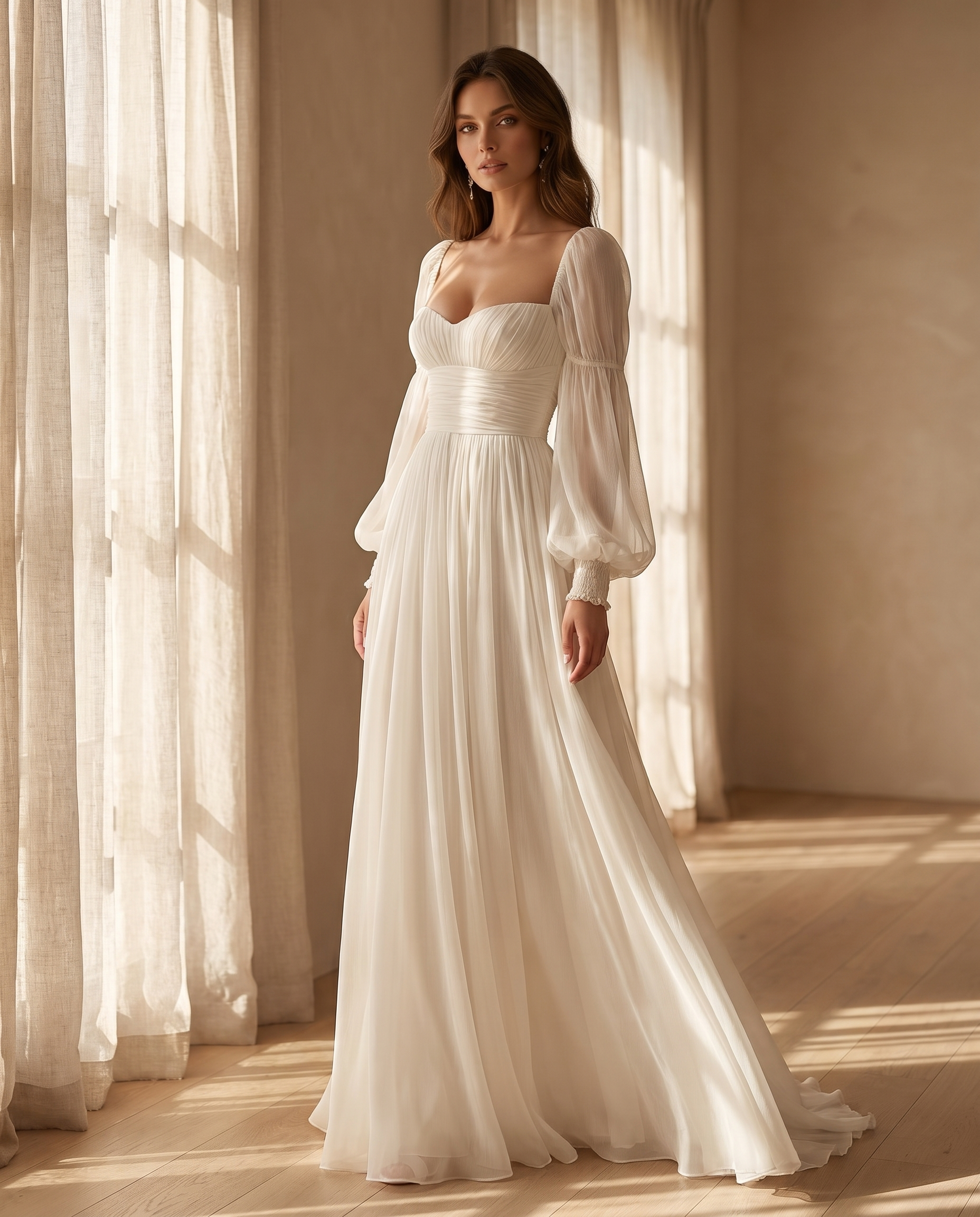 Chiffon long sleeve maxi dress styled view