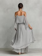 Flared bottom detail of chiffon two piece set