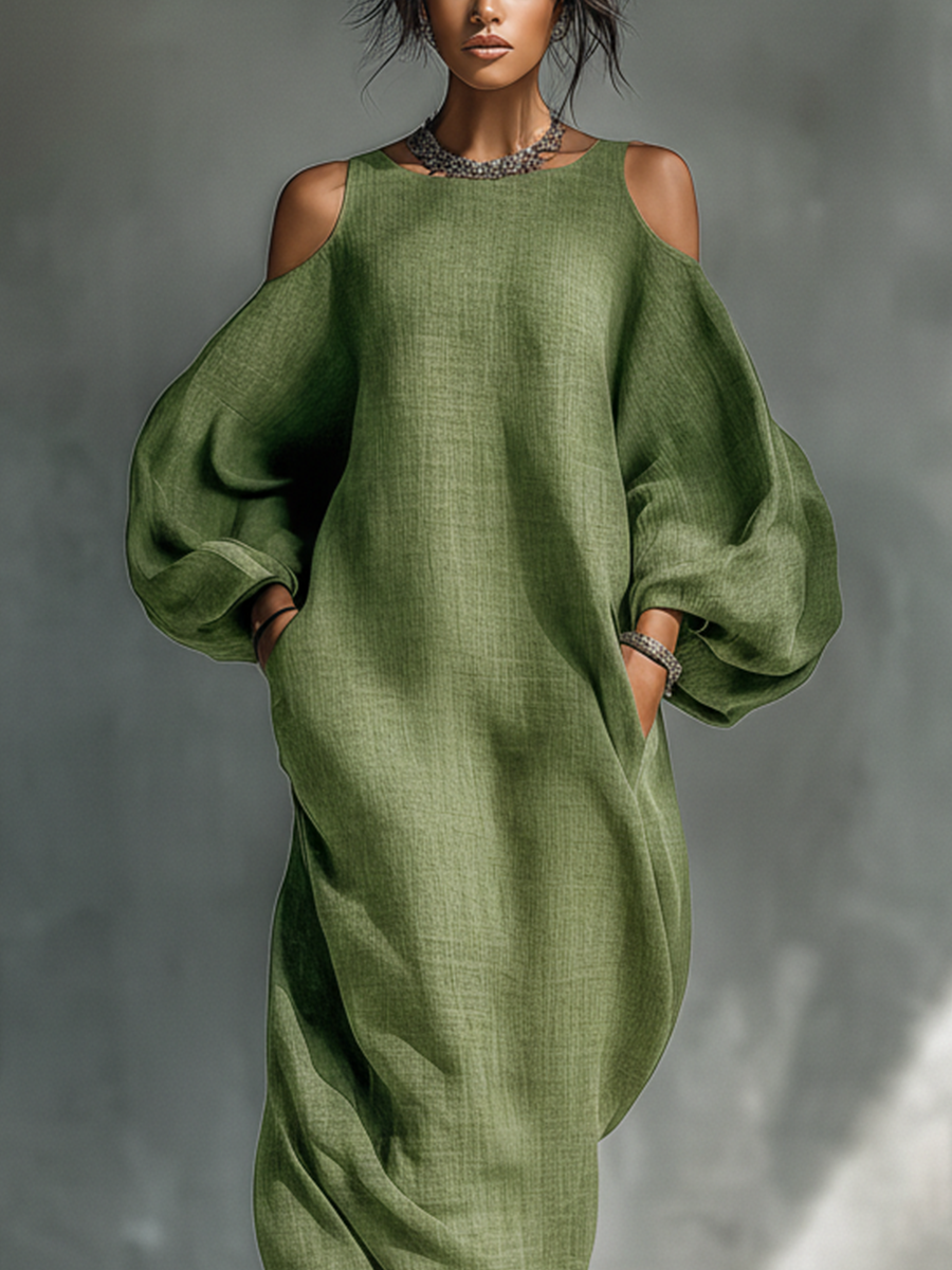 Cold-shoulder maxi dress sleeve detail