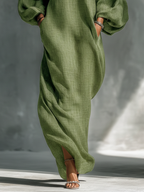 Cold-shoulder maxi dress side pocket detail