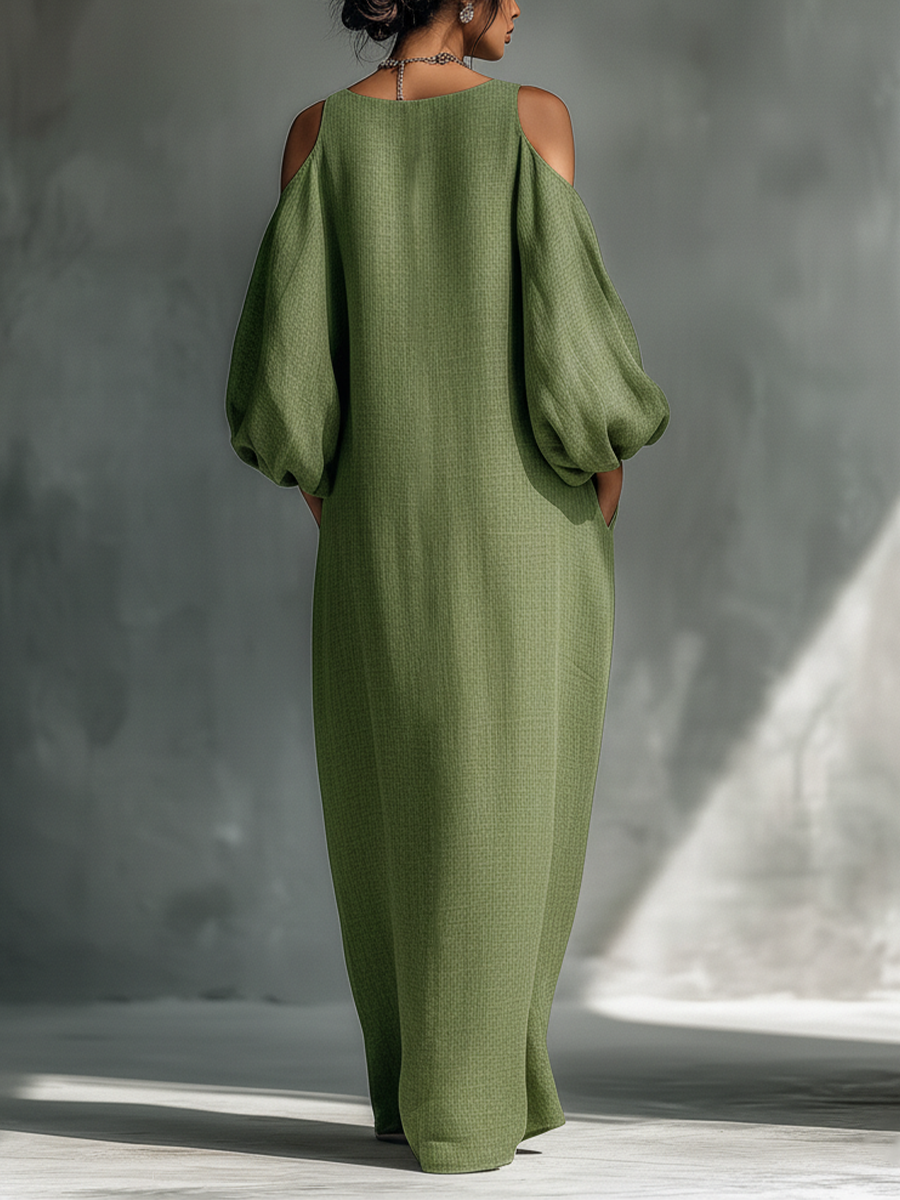 Cold-shoulder maxi dress full length view