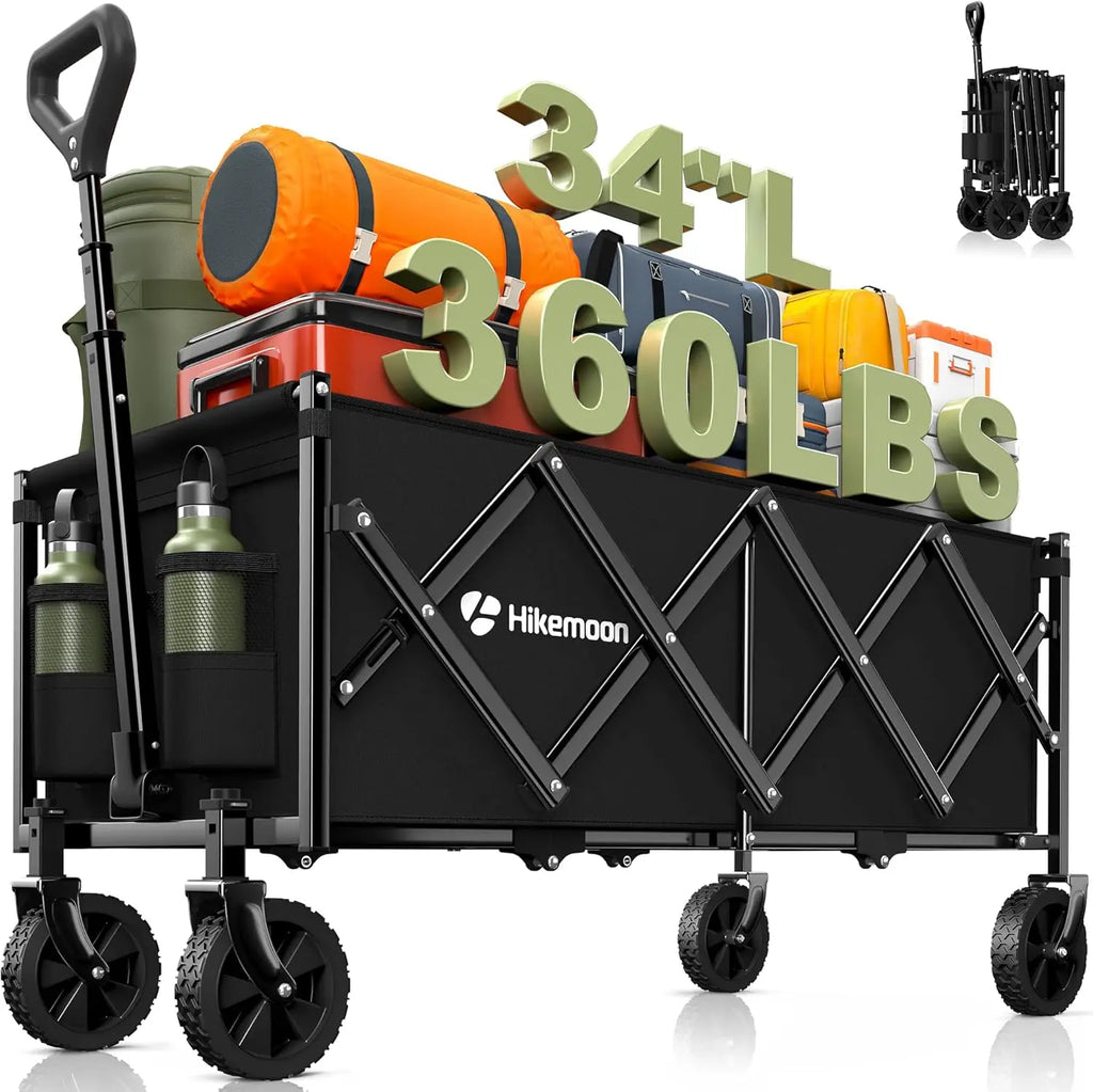 Black collapsible utility wagon, front view