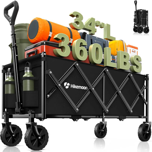 Black collapsible utility wagon, front view