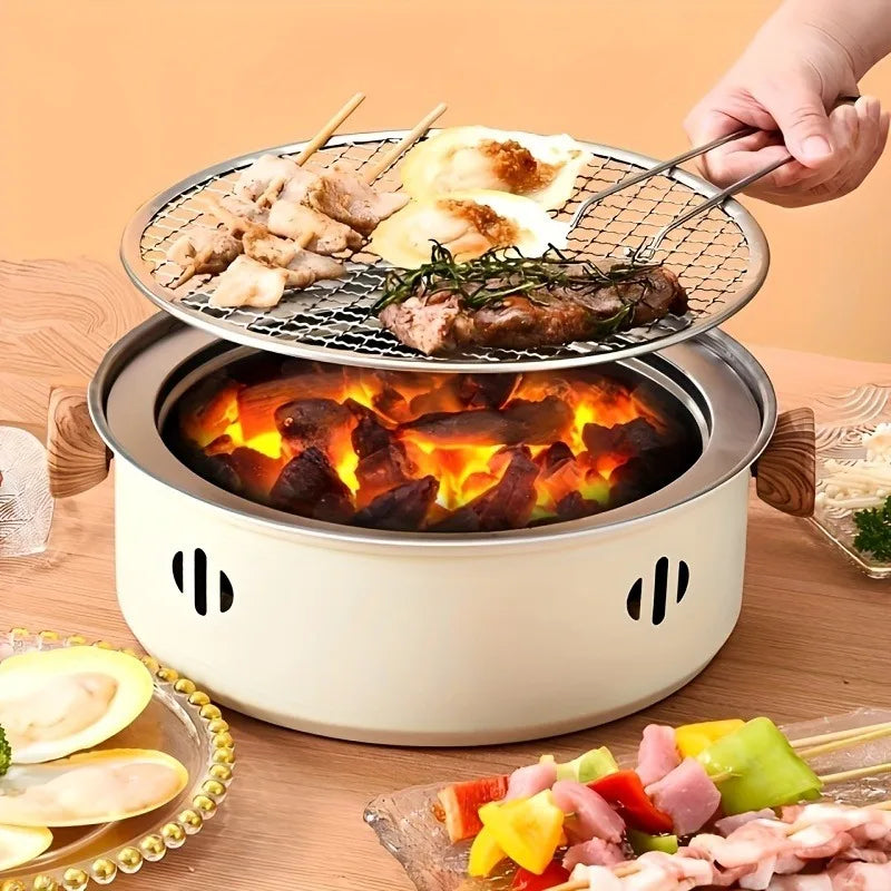 Compact portable stainless steel charcoal BBQ grill
