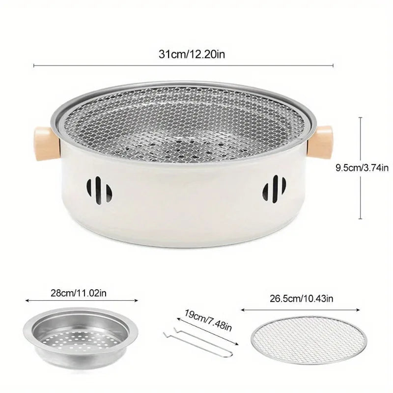 Compact charcoal BBQ grill in use outdoors